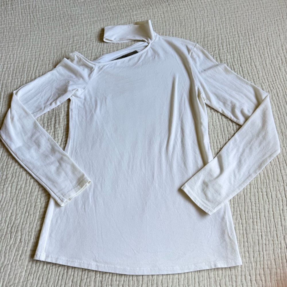 Enza Costa Brushed Supima Cotton Detached Mock Neck Cream